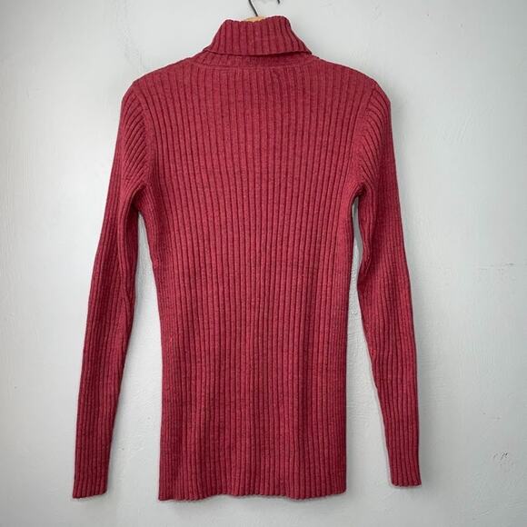 Ruff Hewn Size M Brick Red Ribbed Knit Turtleneck Sweater Y2K 2000s Minimalist - Picture 5 of 9